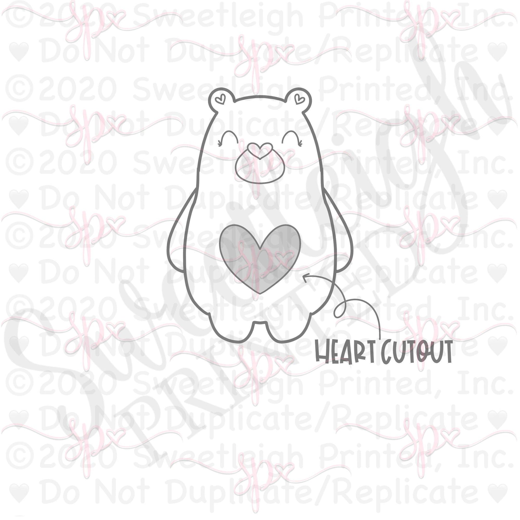 Heart Cutout Chunky Bear cookie cutter - Sweetleigh 