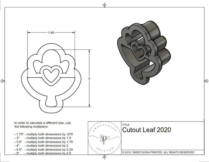 Heart Cutout Leaf 2020 Cookie Cutter - Sweetleigh 