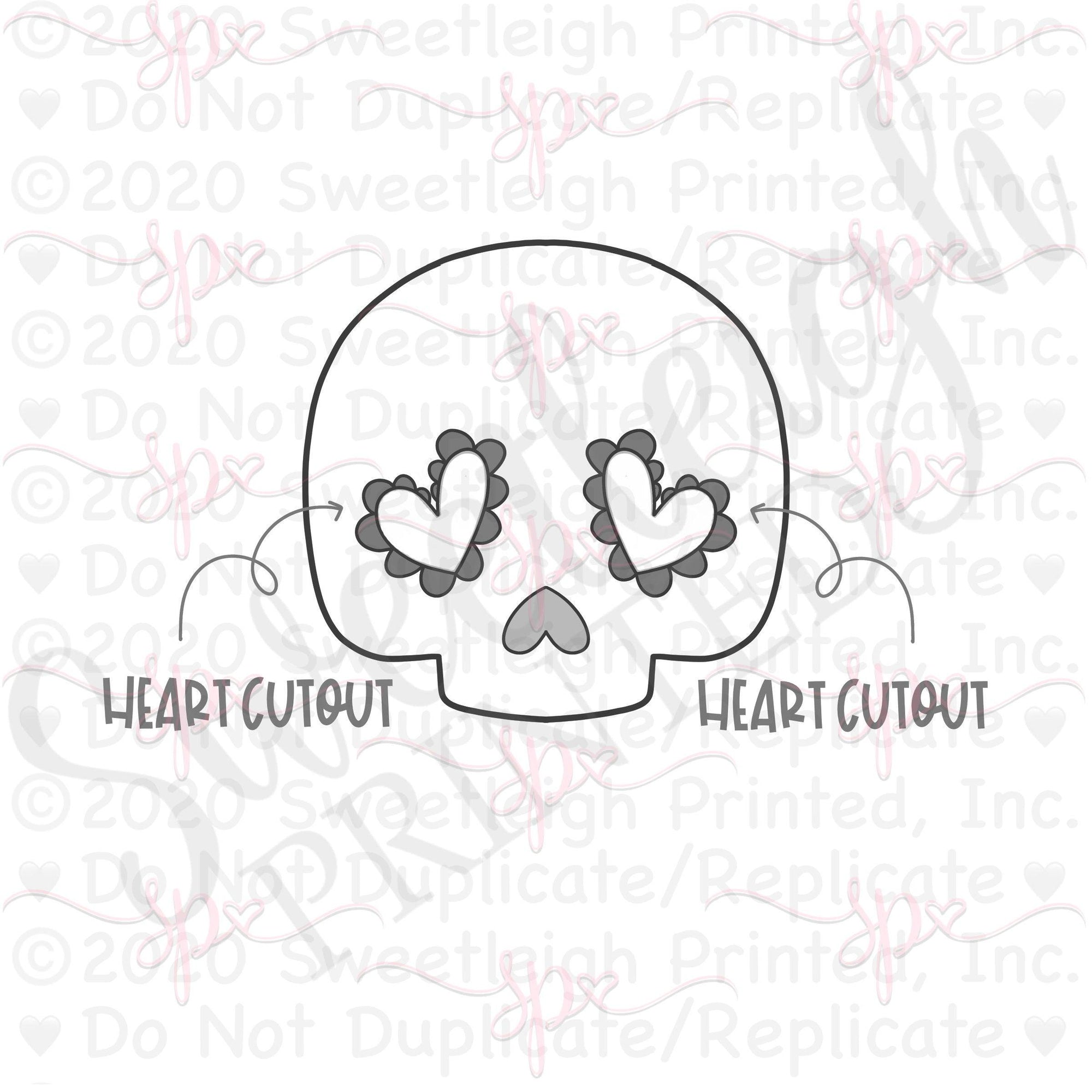 Heart Cutout Skull 1 Cookie Cutter - Sweetleigh 