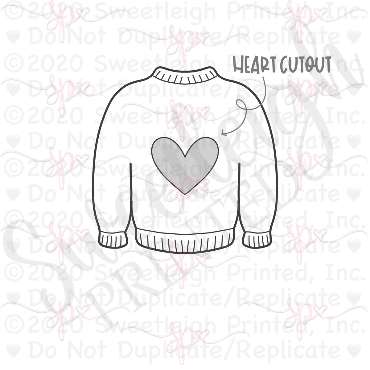 Heart Cutout Sweater 1 Cookie Cutter - Sweetleigh 