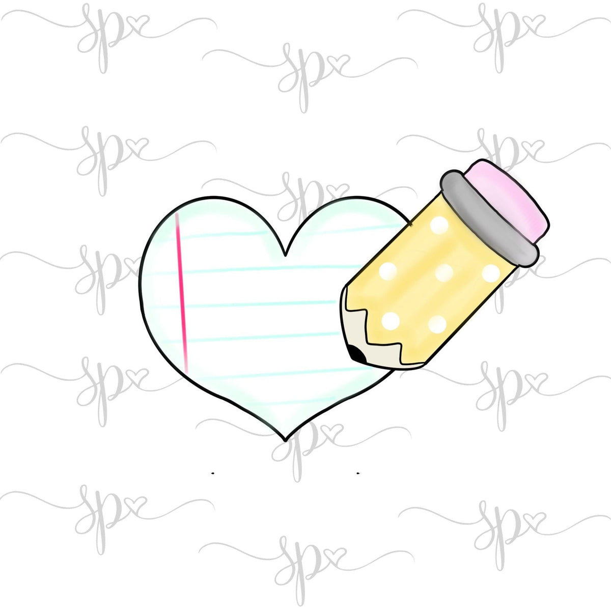 Heart Paper with Pencil Cookie Cutter - Sweetleigh 
