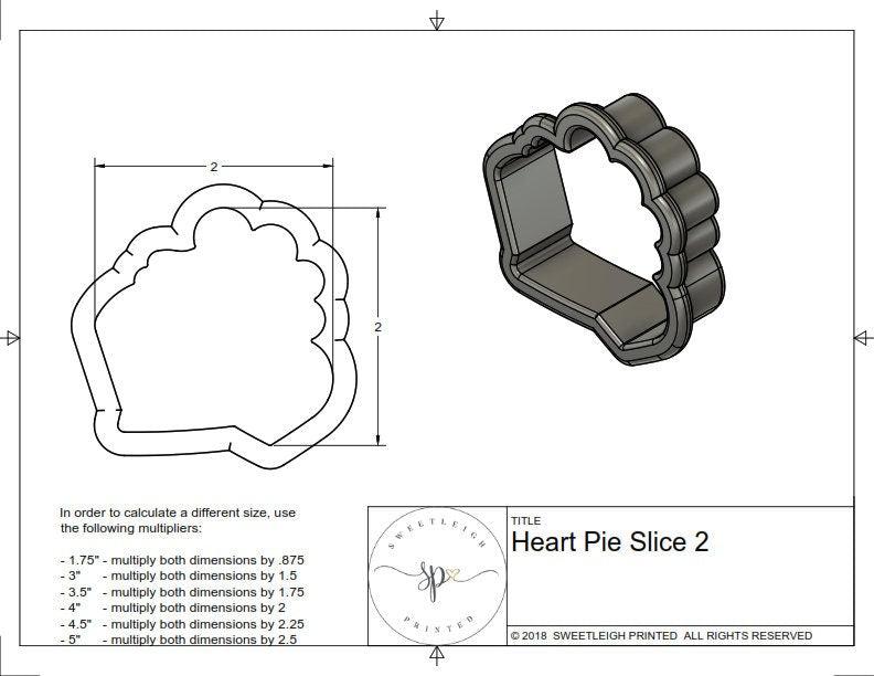 Heart Pie Slice 2 Cookie Cutter - Sweetleigh 