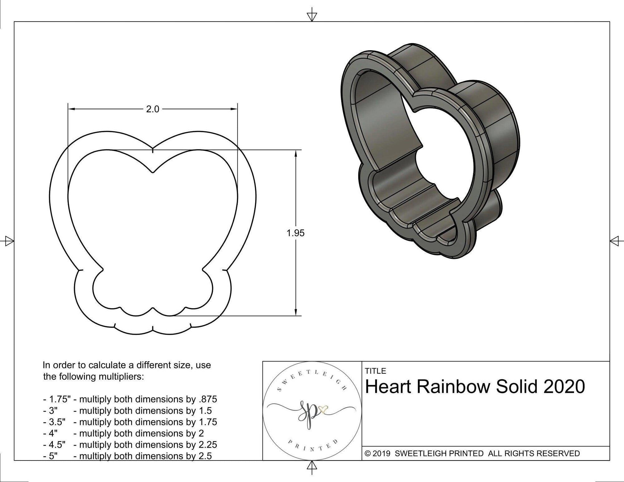 Heart Rainbow 2020 Cookie Cutter - Sweetleigh 
