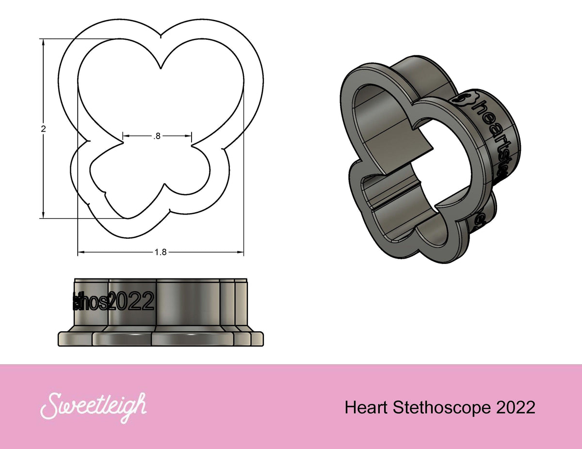 Heart Stethoscope 2022 Cookie Cutter - Sweetleigh 