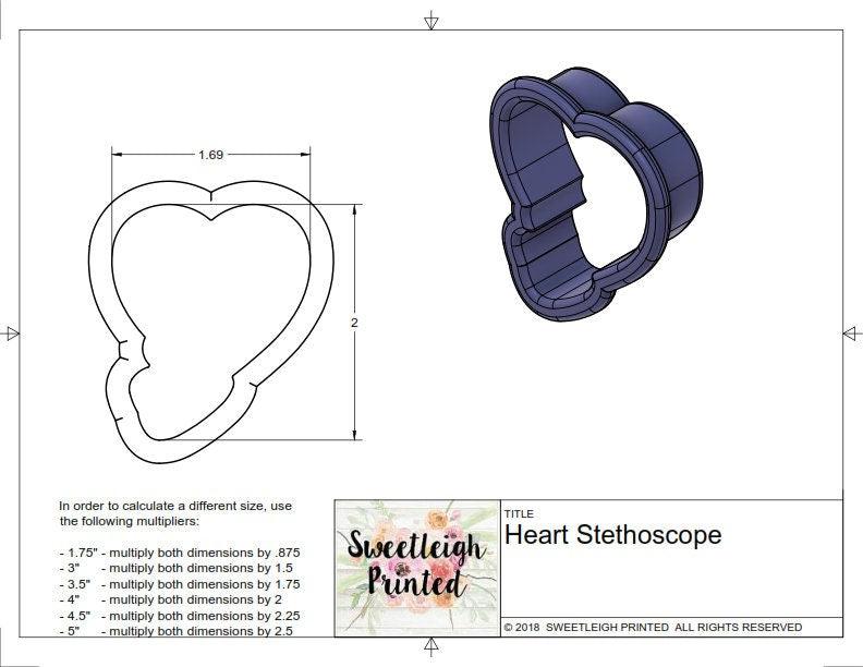 Heart Stethoscope Cookie Cutter - Sweetleigh 