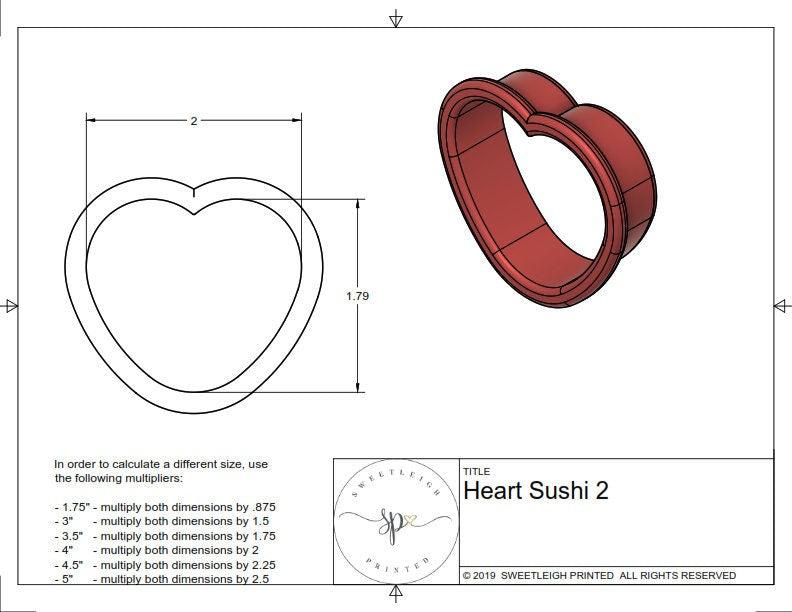 Heart Sushi 2 Cookie Cutter - Sweetleigh 