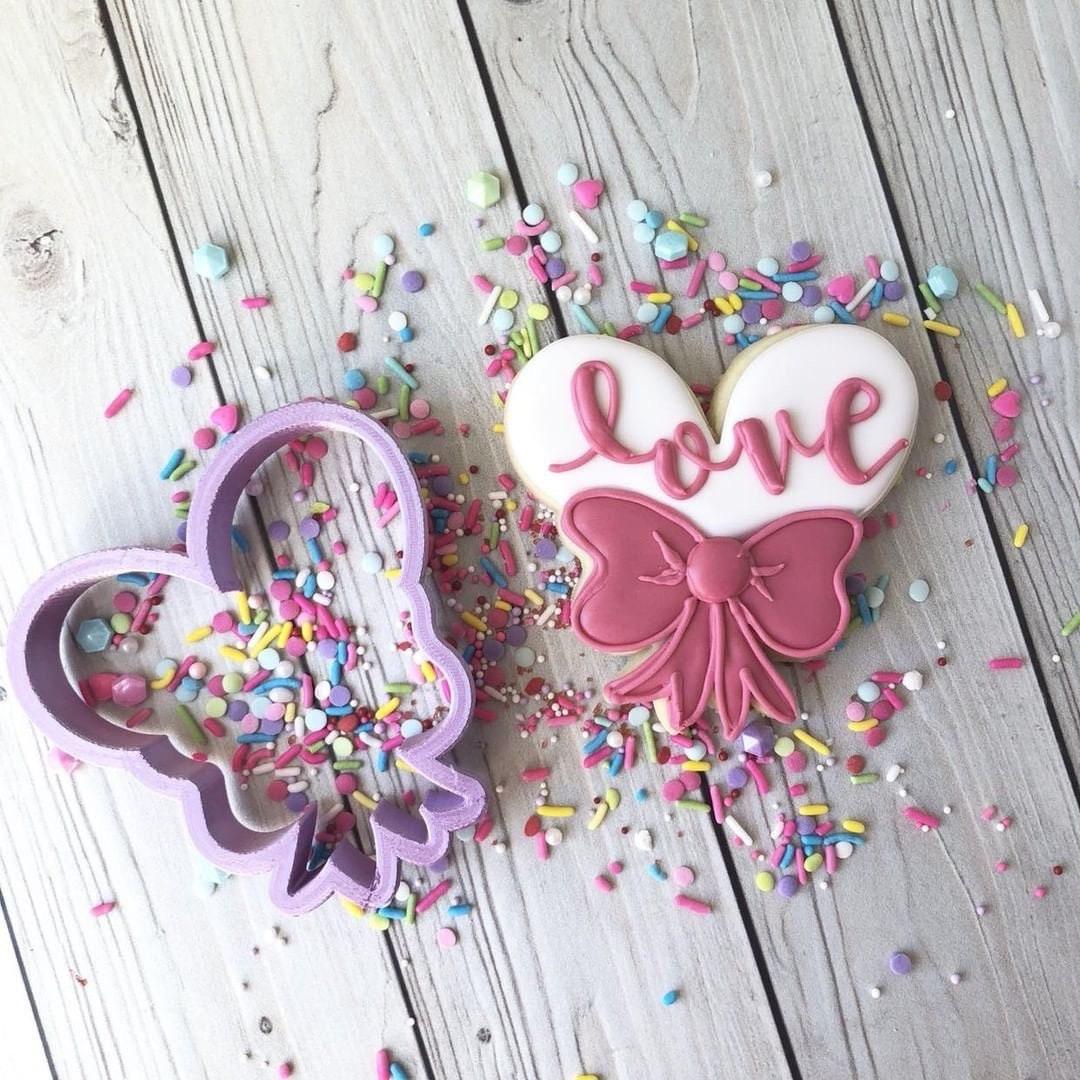 Heart with Bow Cookie Cutter by The Cookie Kitchen - Sweetleigh 