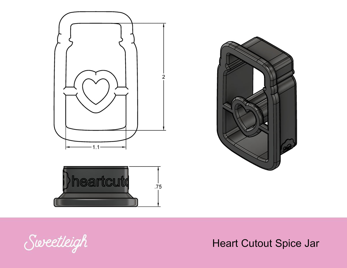 Heart Cutout Spice Jar Cookie Cutter
