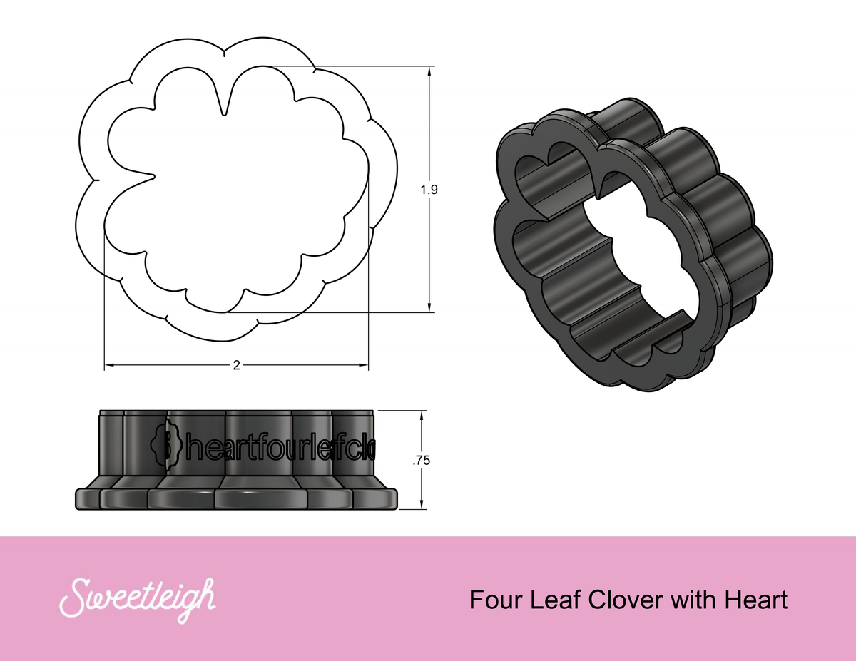 Four Leaf Clover with Heart Cookie Cutter