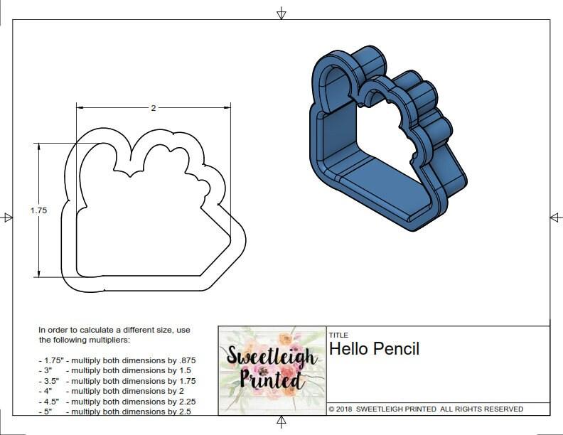 Hello Pencil Cookie Cutter - Sweetleigh 