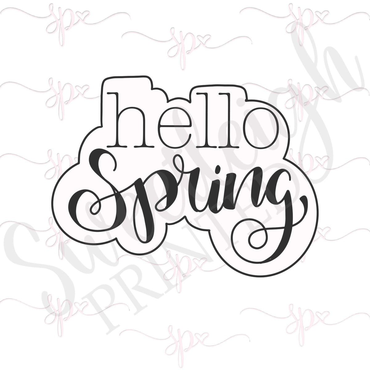 Hello Spring Hand Lettered Cookie Cutter - Sweetleigh 