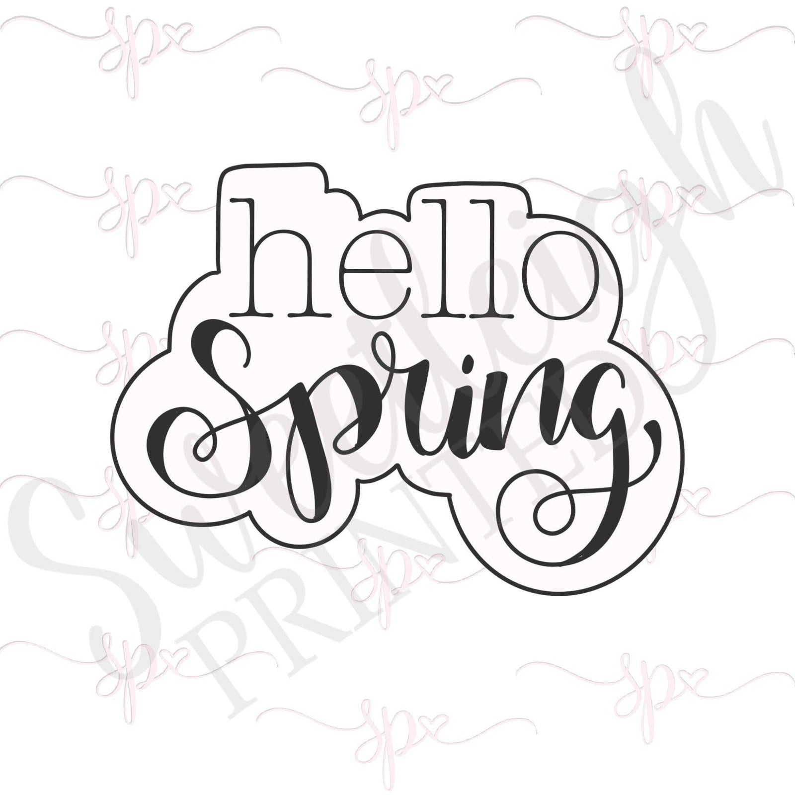 Hello Spring Hand Lettered Cookie Cutter - Sweetleigh 