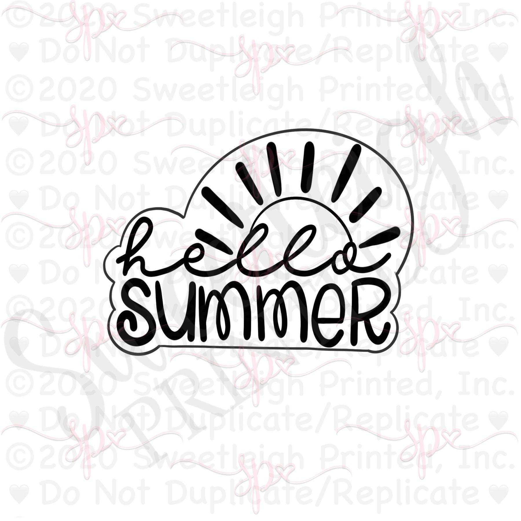 Hello Summer Hand Lettered Cookie Cutter - Sweetleigh 