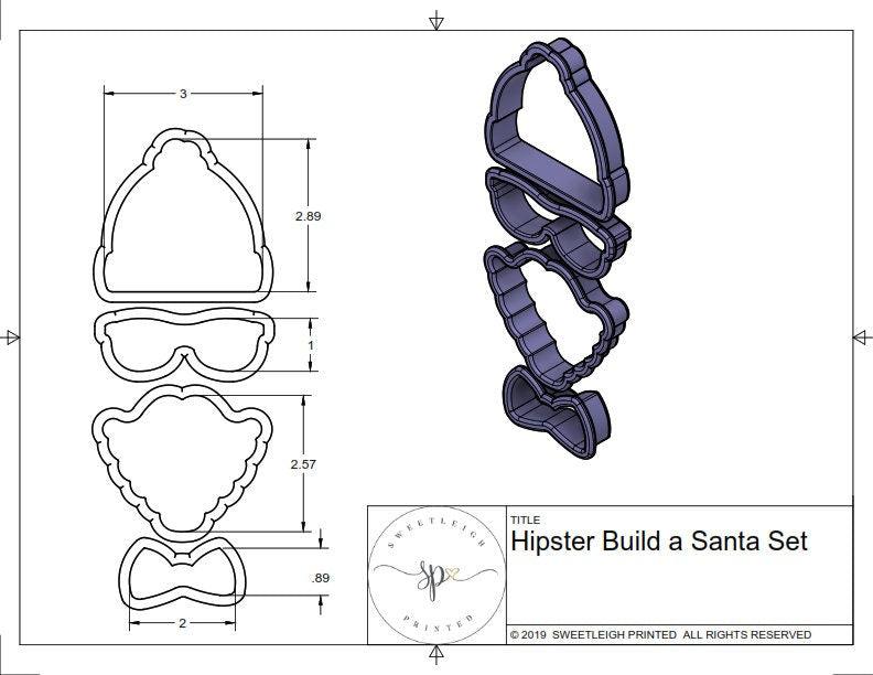 Hipster Build-a-Santa Cookie Cutter Set - Sweetleigh 