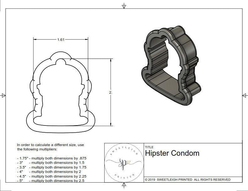 Hipster Condom Cookie Cutter - Sweetleigh 