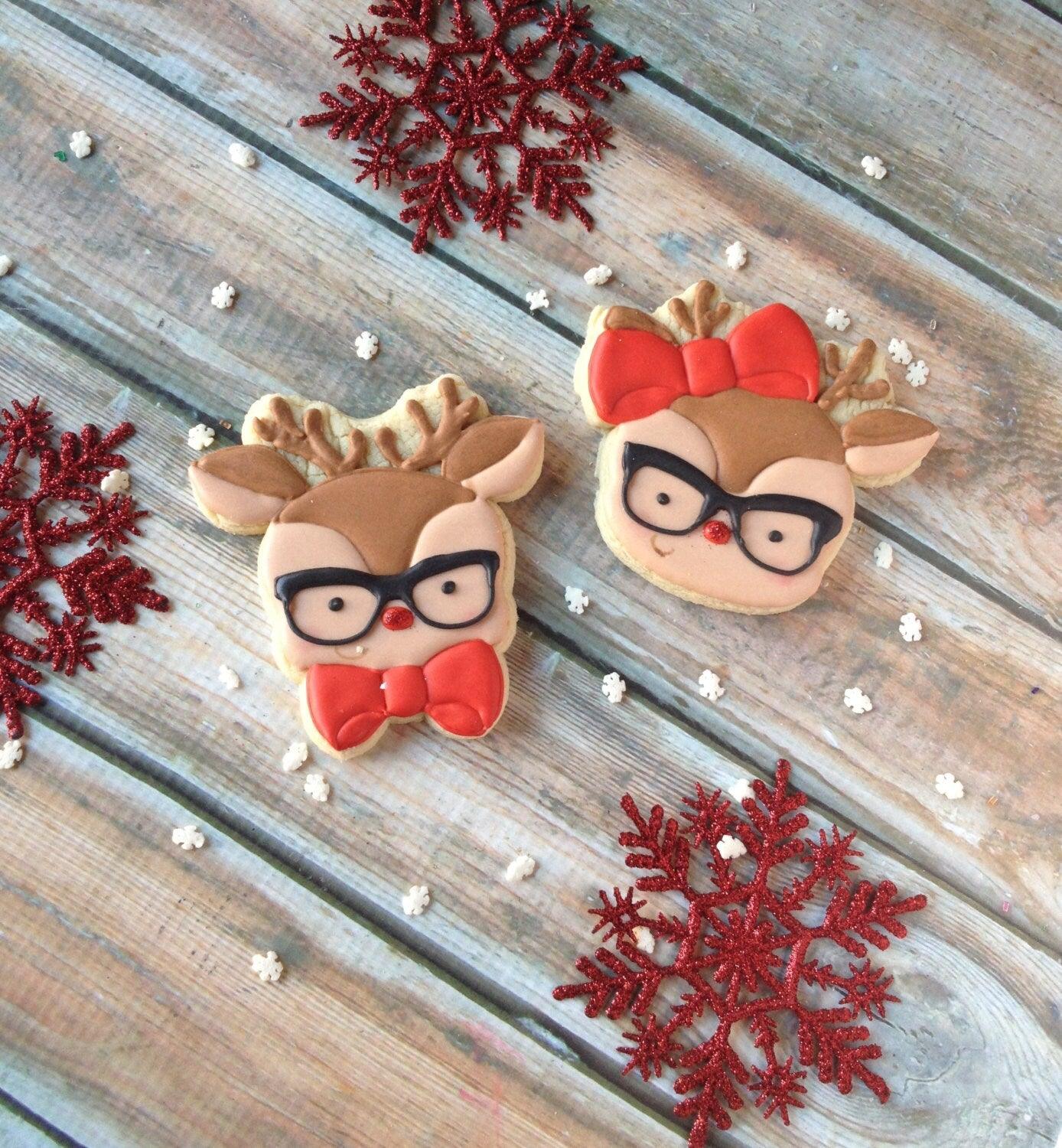 Hipster Reindeer Face Cookie Cutters - Sweetleigh 