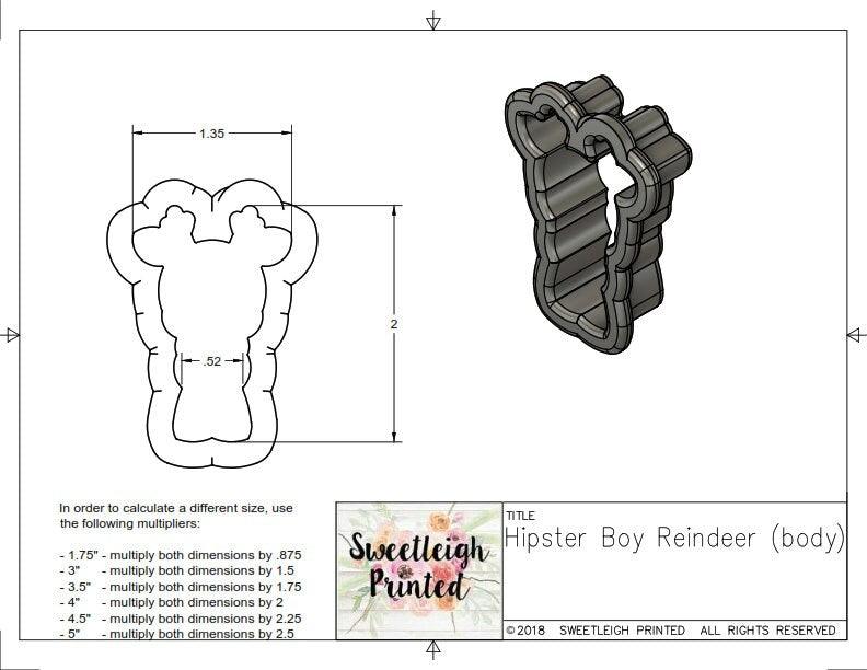 Hipster Reindeers Cookie Cutter - Sweetleigh 