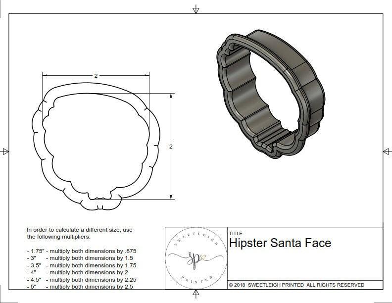 Hipster Santa Face Cookie Cutter - Sweetleigh 