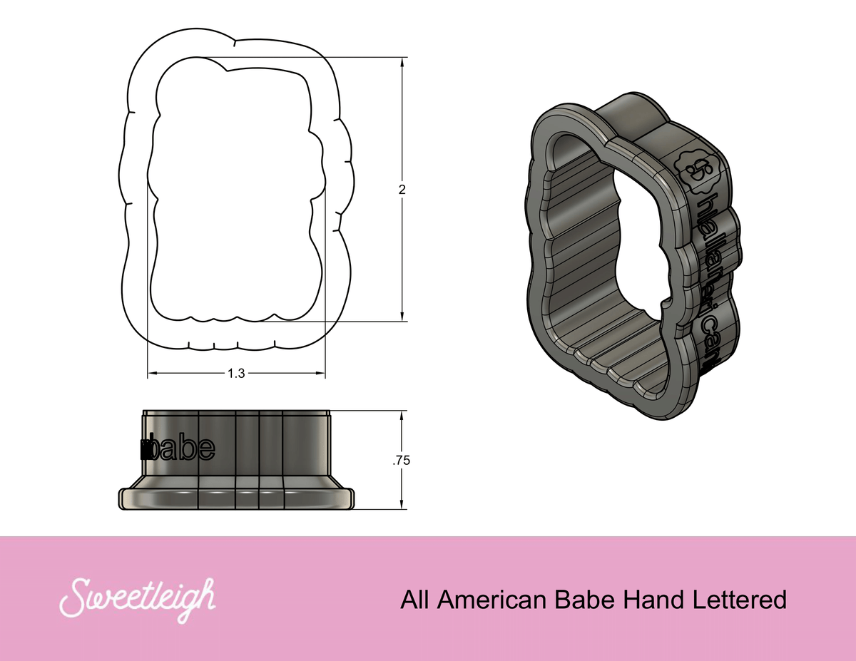 All American Babe Hand Lettered Cookie Cutter