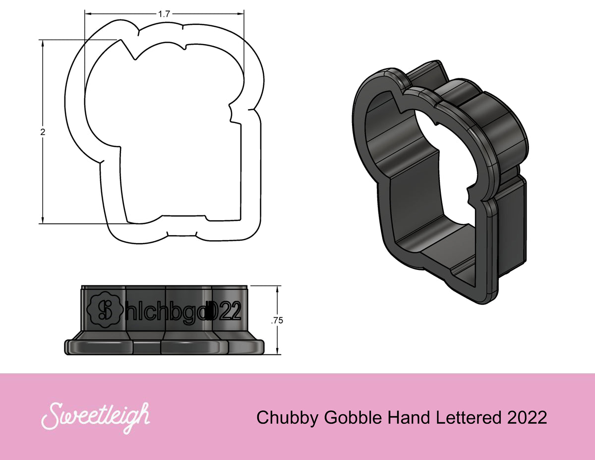 Chubby Gobble Hand Lettered 2022 Cookie Cutter