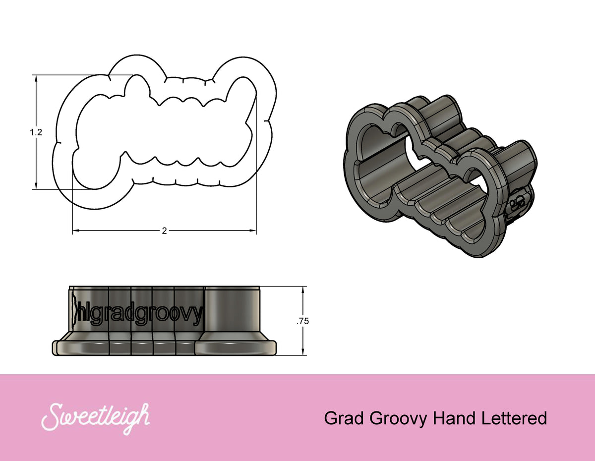 Groovy Grad Hand Lettered Cookie Cutter