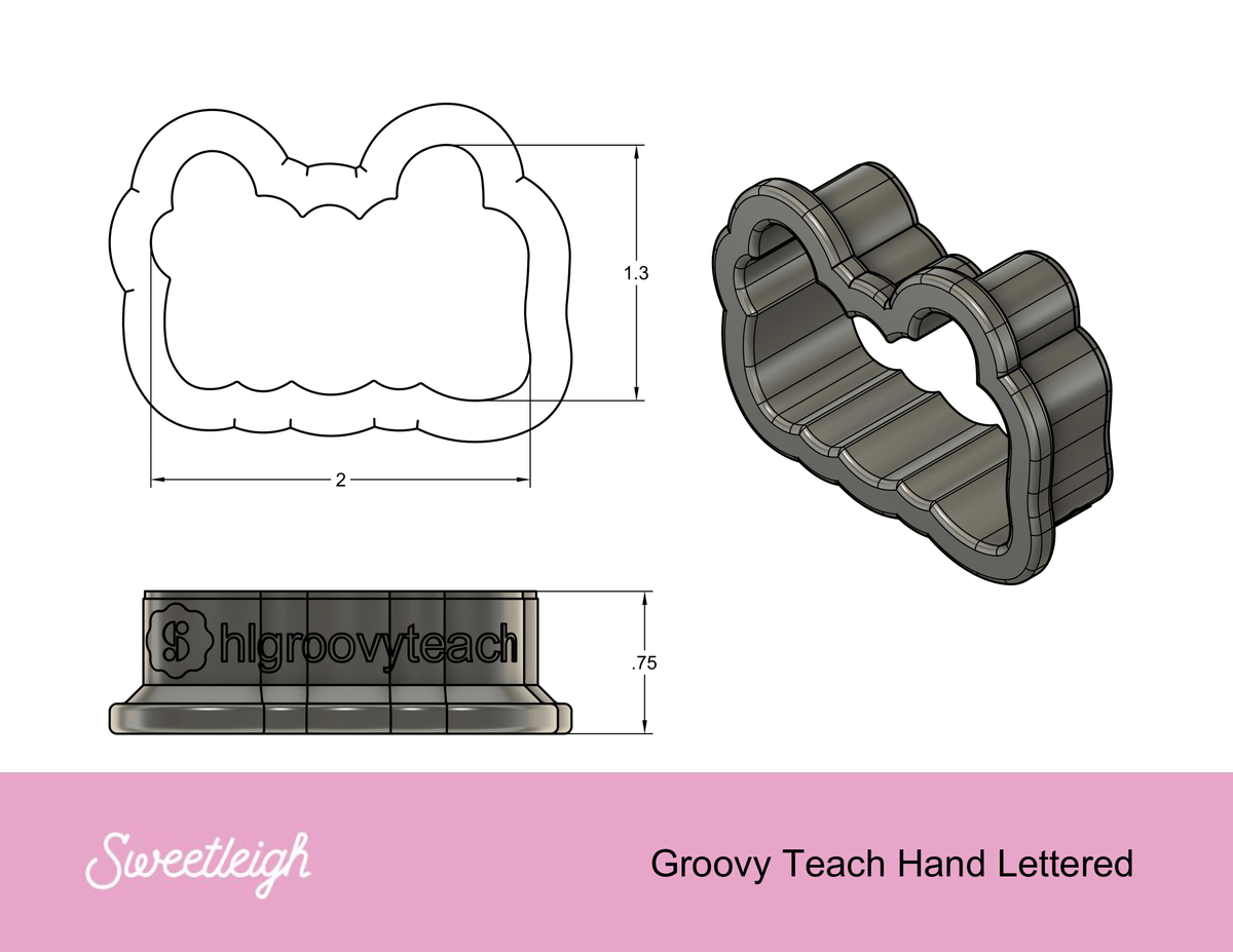 Groovy Teach Hand Lettered Cookie Cutter