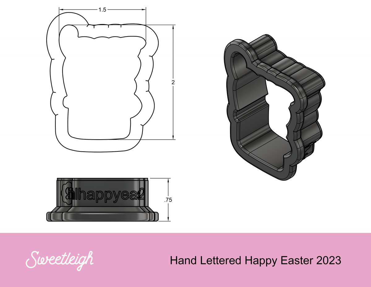 Happy Easter 2023 Hand Lettered Cookie Cutter