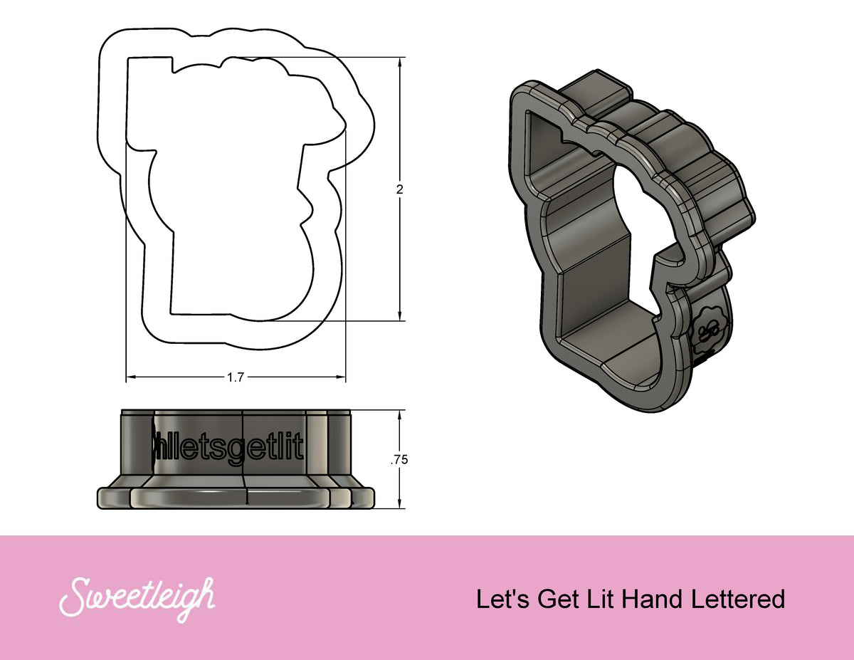 Let&#39;s Get Lit Hand Lettered Cookie Cutter