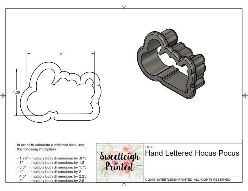 Hocus Pocus Hand Lettered Cookie Cutter - Sweetleigh 