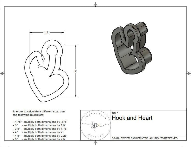 Hook and Heart Cookie Cutter - Sweetleigh 