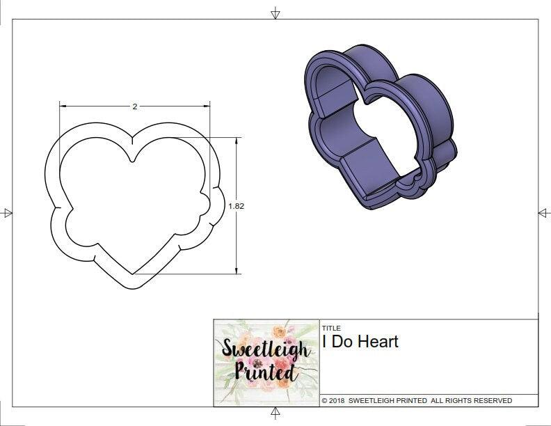 I Do Heart Hand Lettered Cookie Cutter - Sweetleigh 
