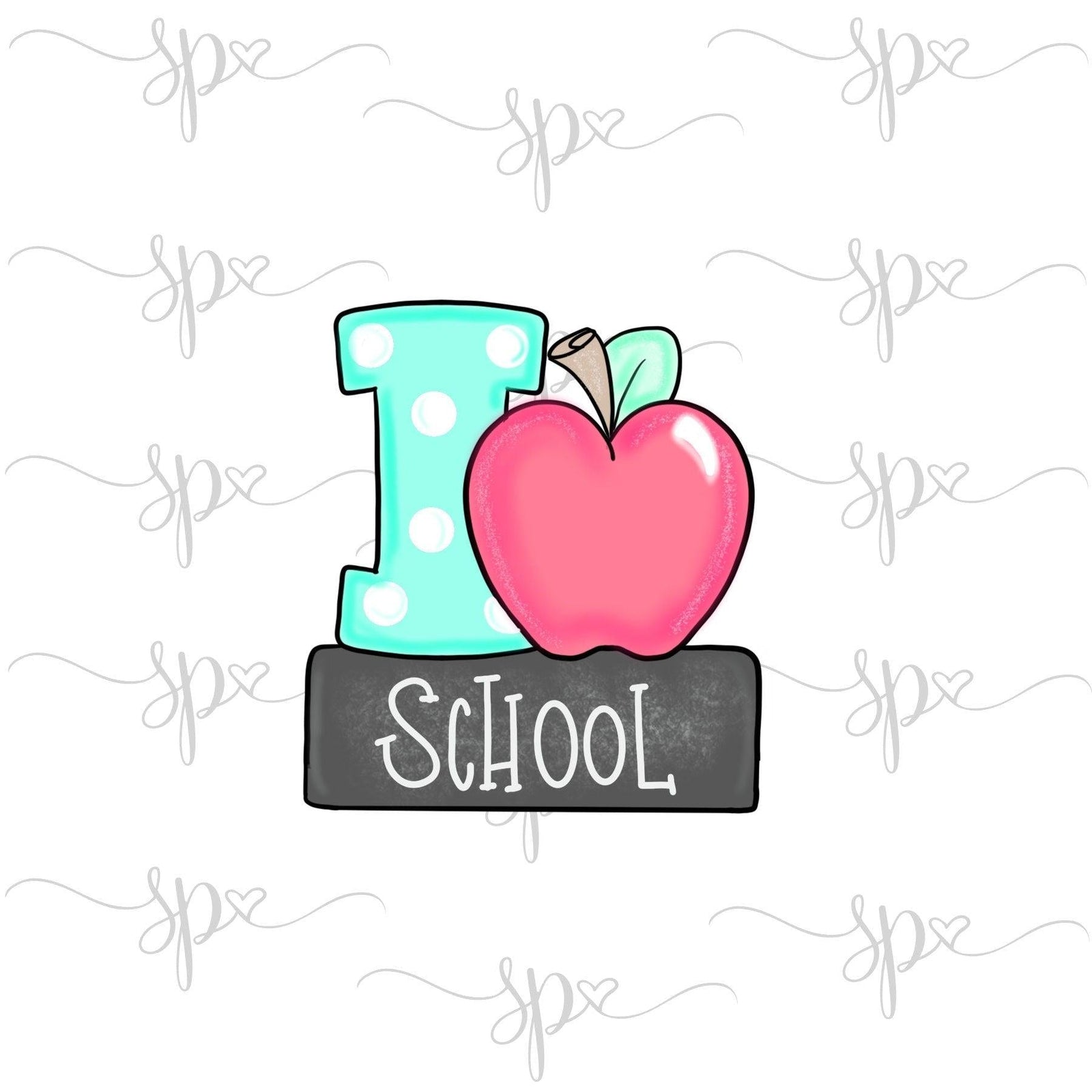 I Heart School Plaque Cookie Cutter - Sweetleigh 