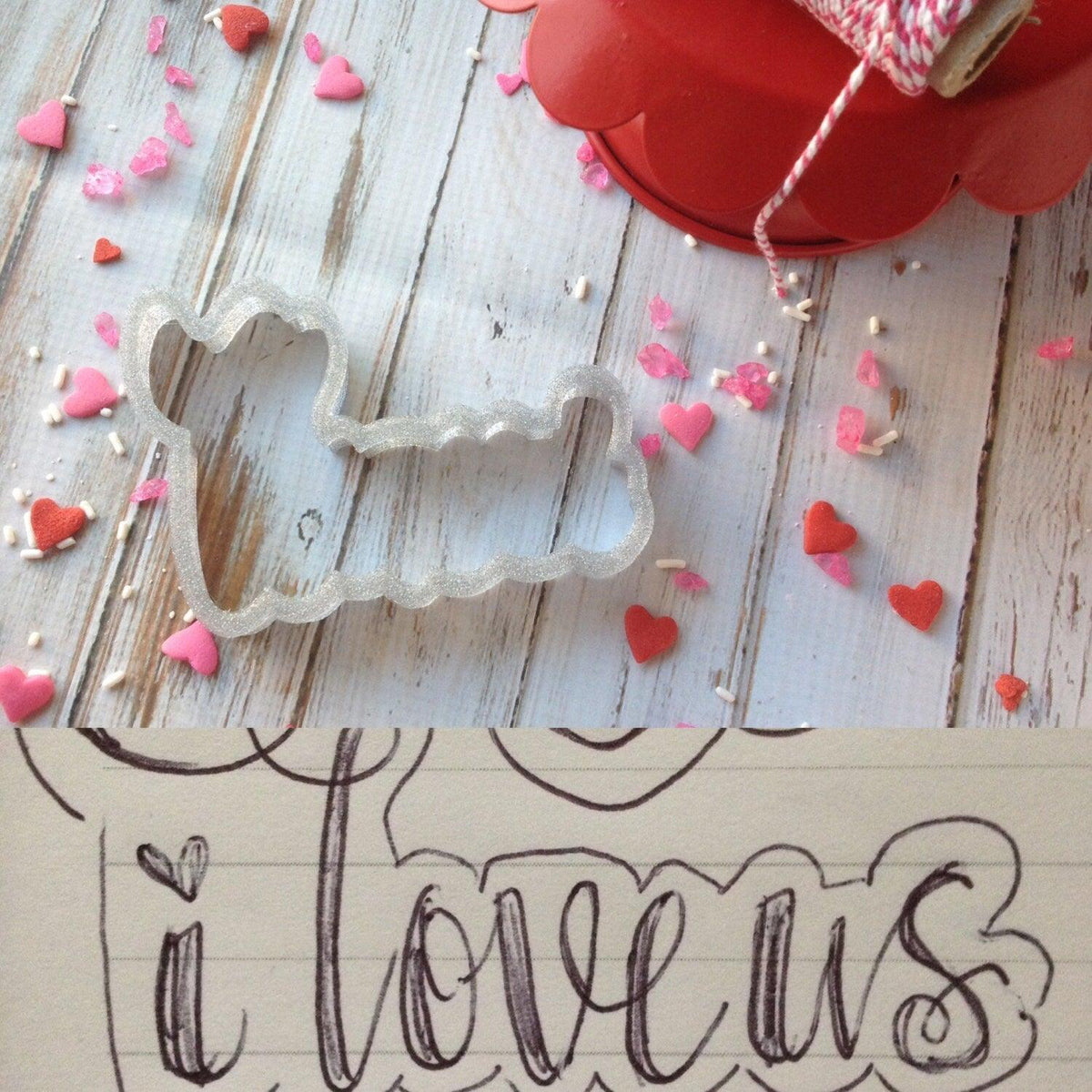 I Love Us Hand Lettered Cookie Cutter - Sweetleigh 