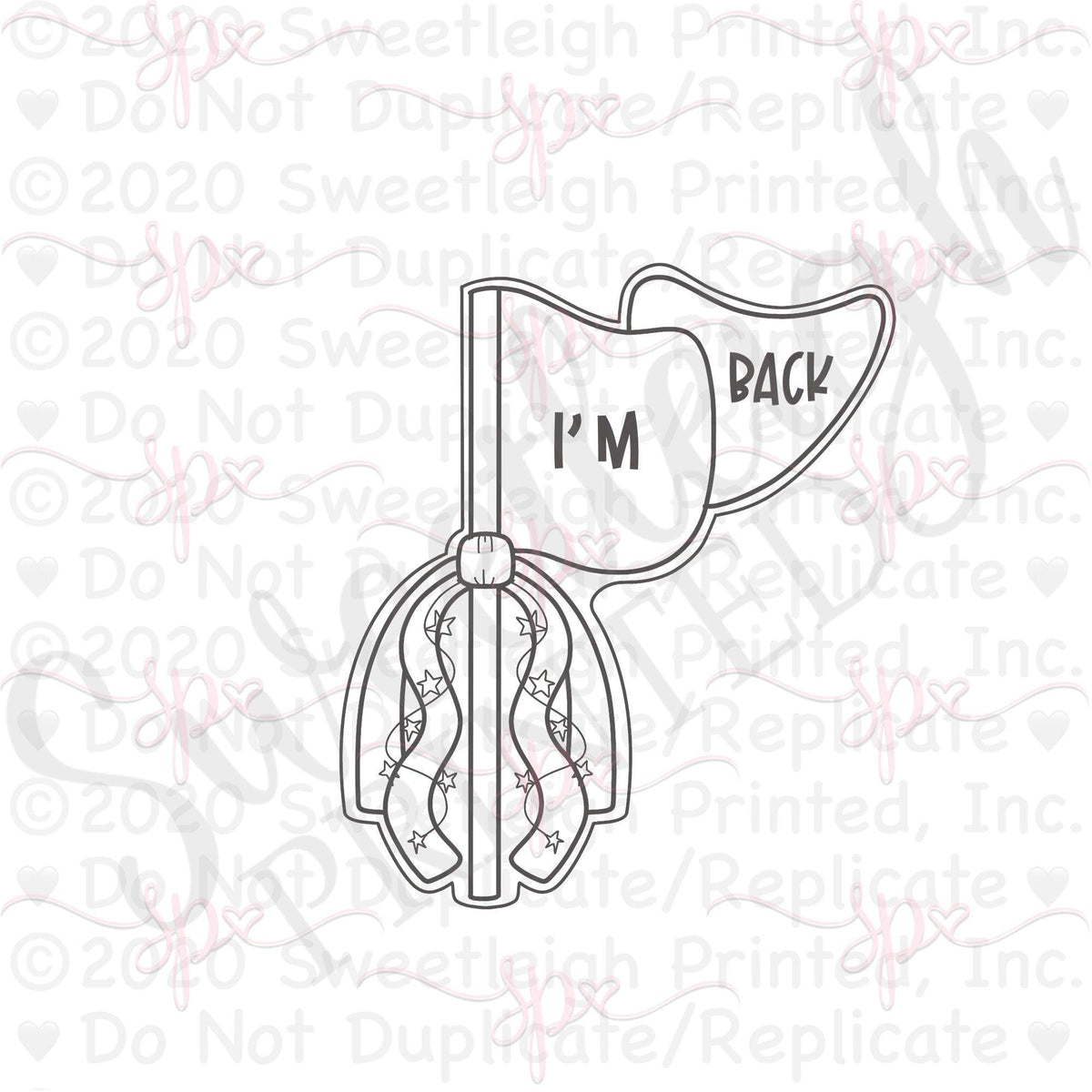 I&#39;m Back Pennant Cookie Cutter - Sweetleigh 