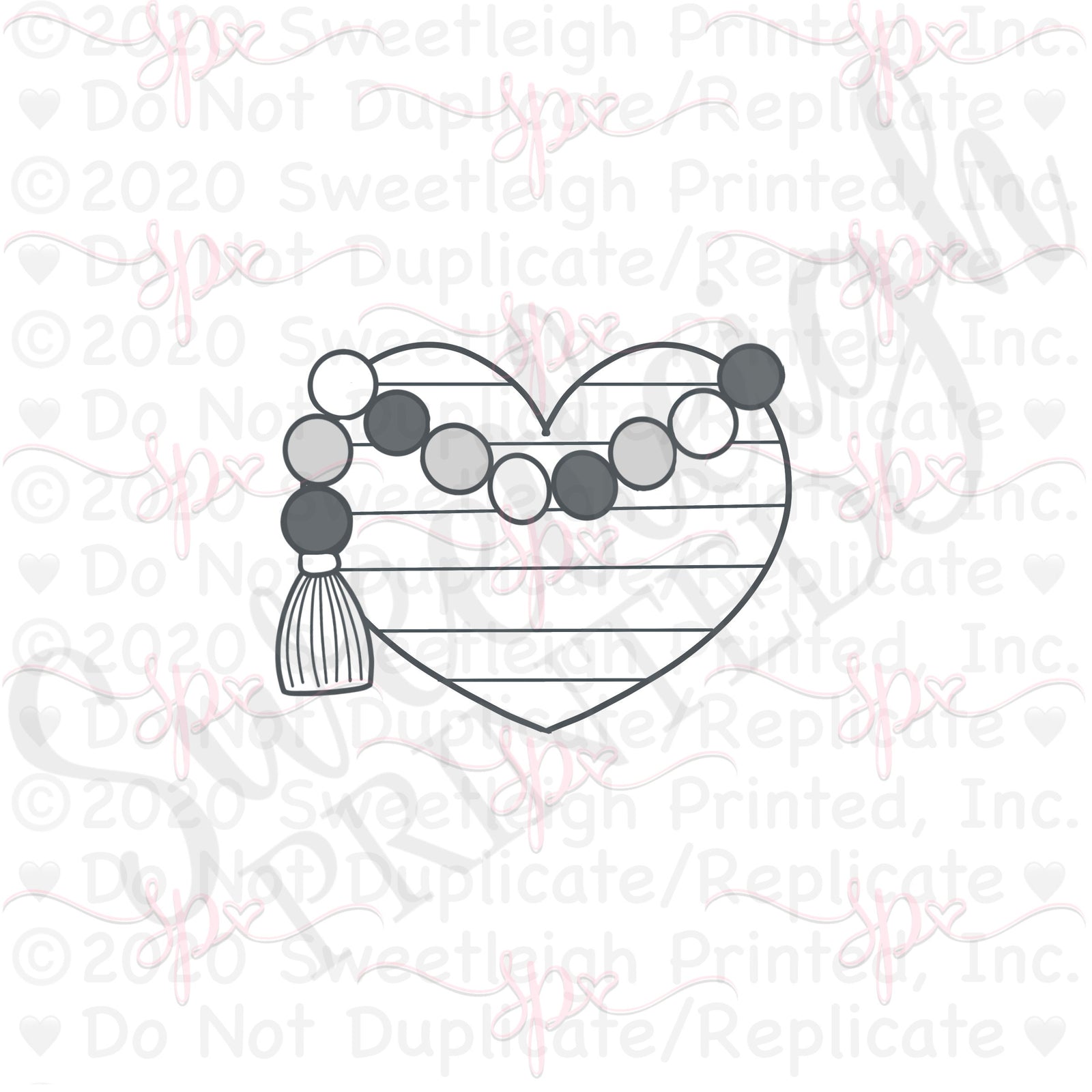 Beaded Chubby Heart 2020 Cookie Cutter