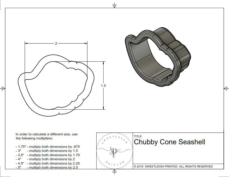 Chubby Cone Seashell Cookie Cutter