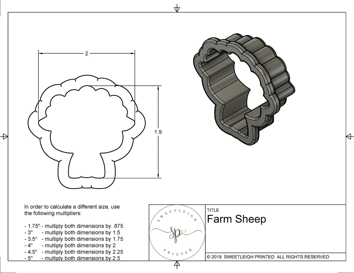 Farm Sheep Cookie Cutter