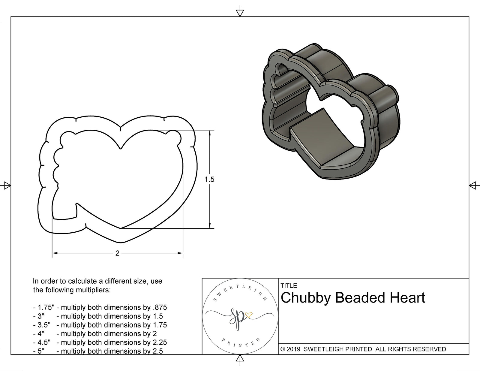 Beaded Chubby Heart 2020 Cookie Cutter