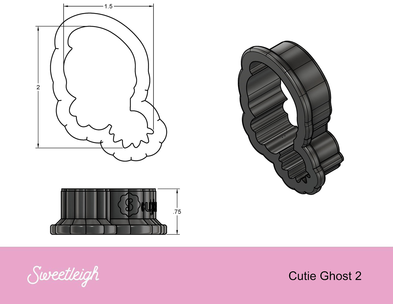 Cutie Ghost 2 Cookie Cutter
