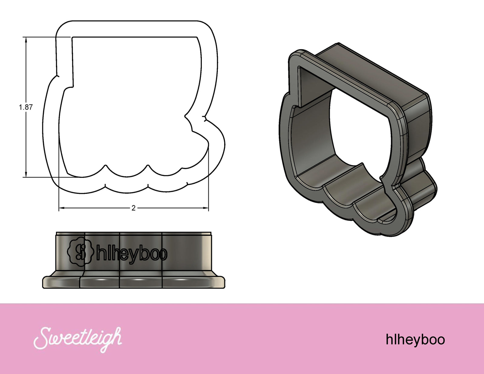 Hey Boo Hand Lettered Cookie Cutter