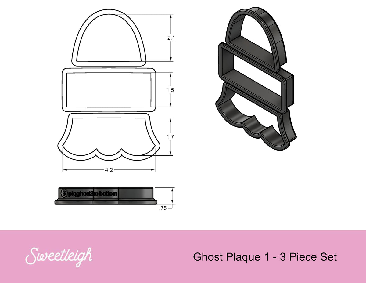 Ghost Plaque 1 - 3 Piece Cookie Cutter Set