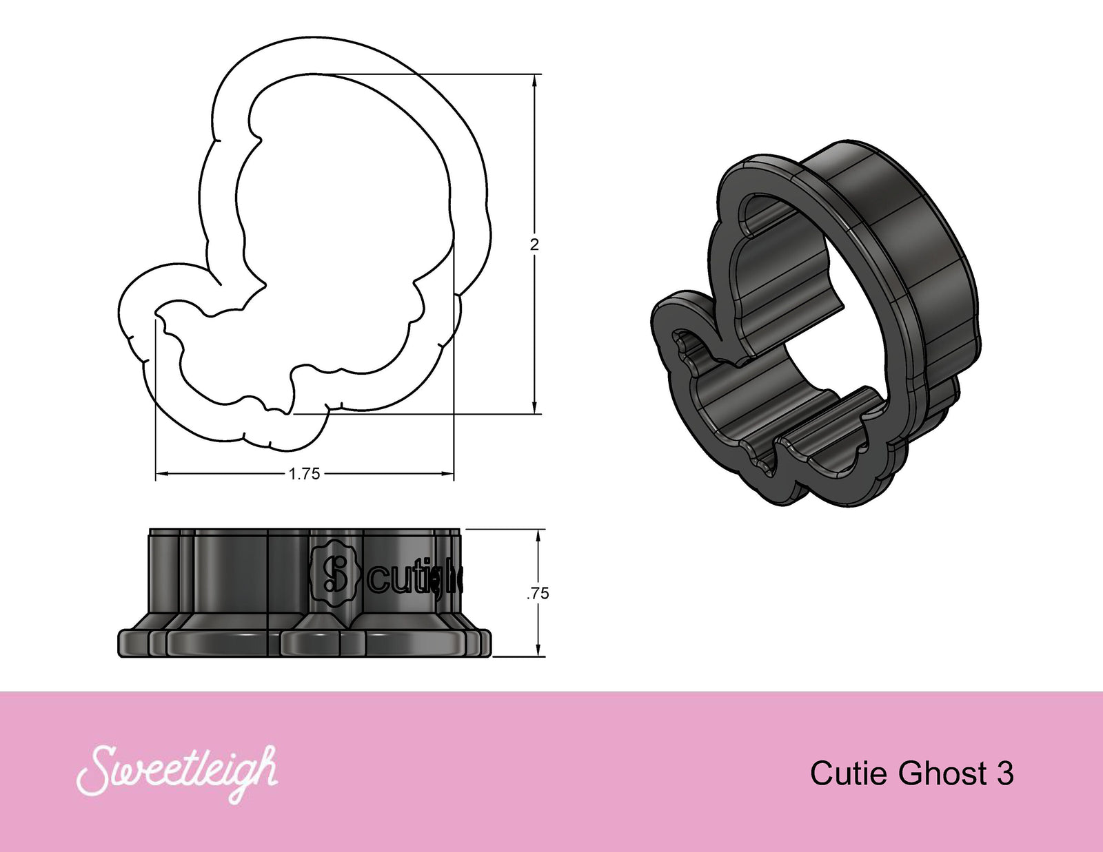Cutie Ghost 3 Cookie Cutter
