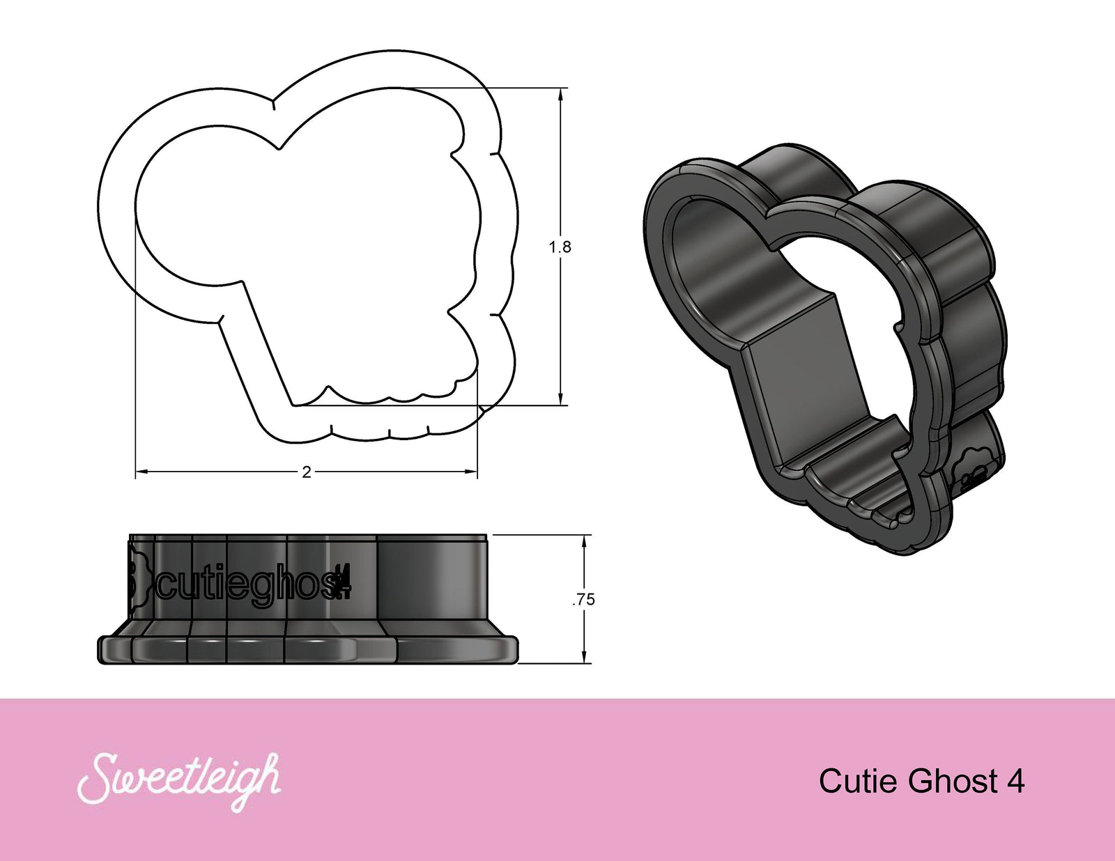 Cutie Ghost 4 Cookie Cutter