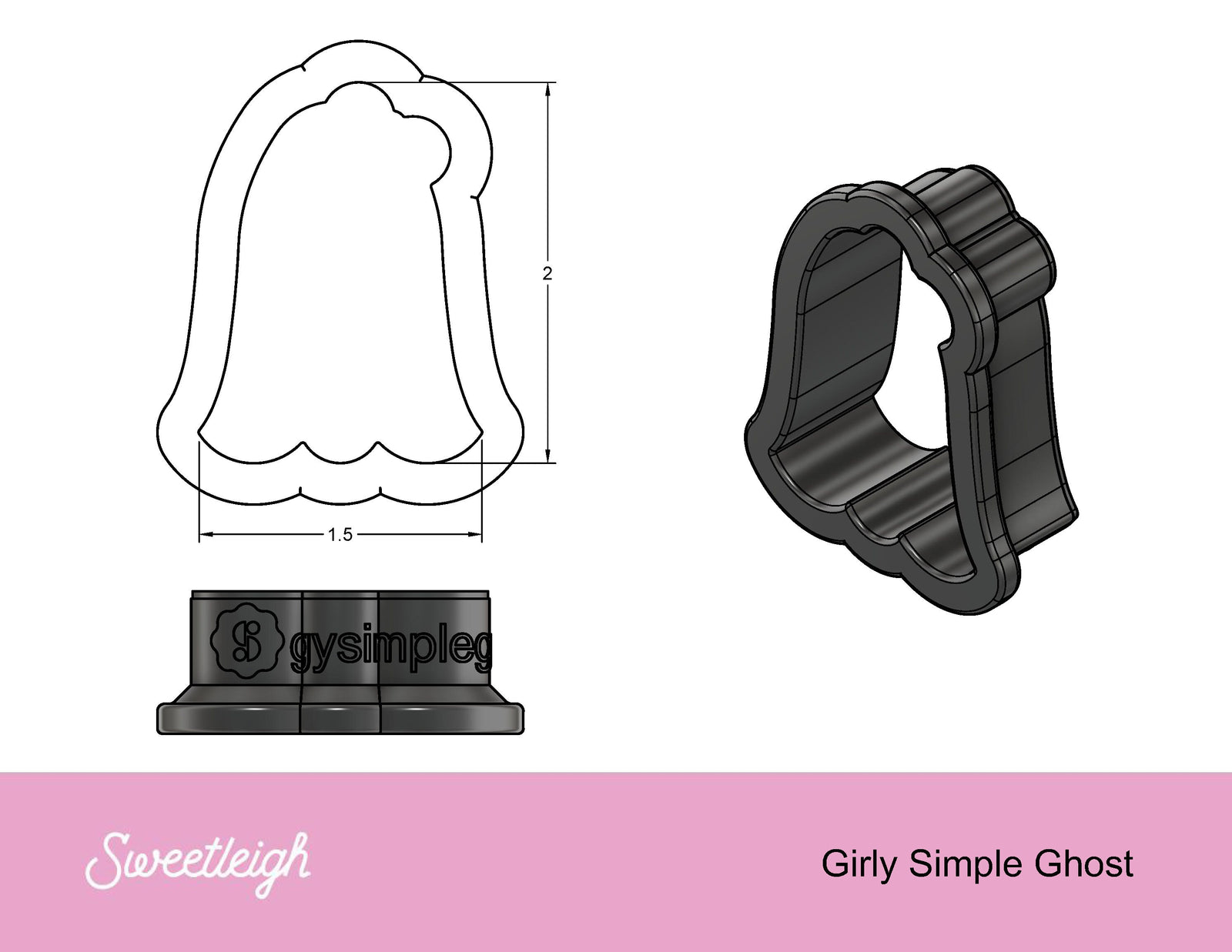 Girly Simple Ghost Cookie Cutter
