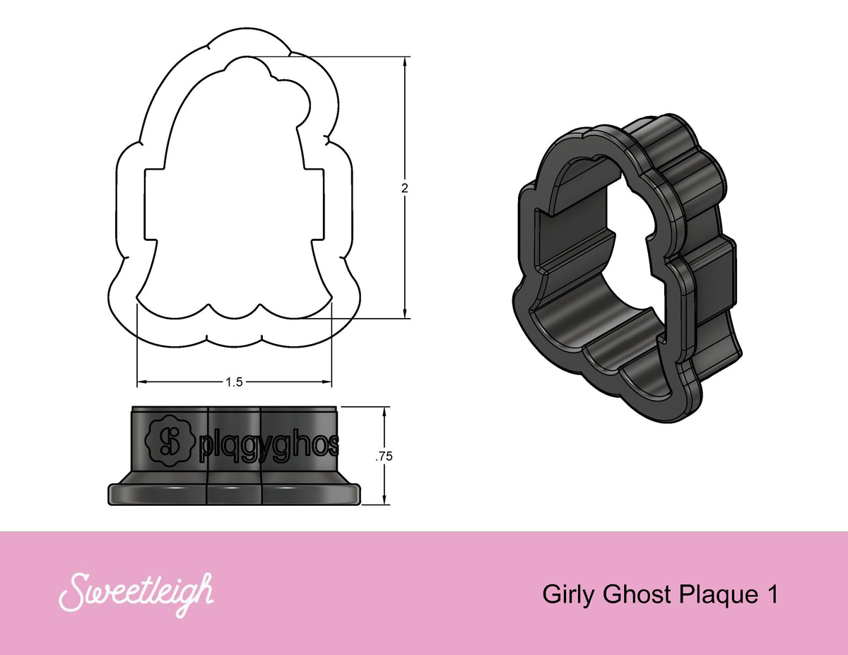 Girly Ghost Plaque 1 Cookie Cutter