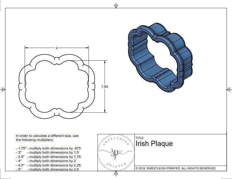 Irish Plaque Cookie Cutter - Sweetleigh 
