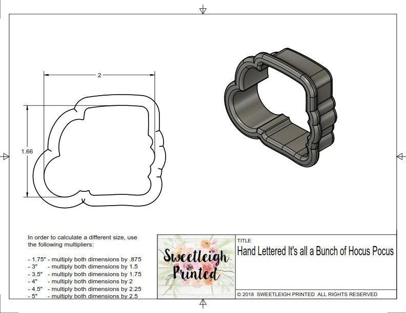 It's all A Bunch of Hocus Pocus Hand Lettered Cookie Cutter - Sweetleigh 