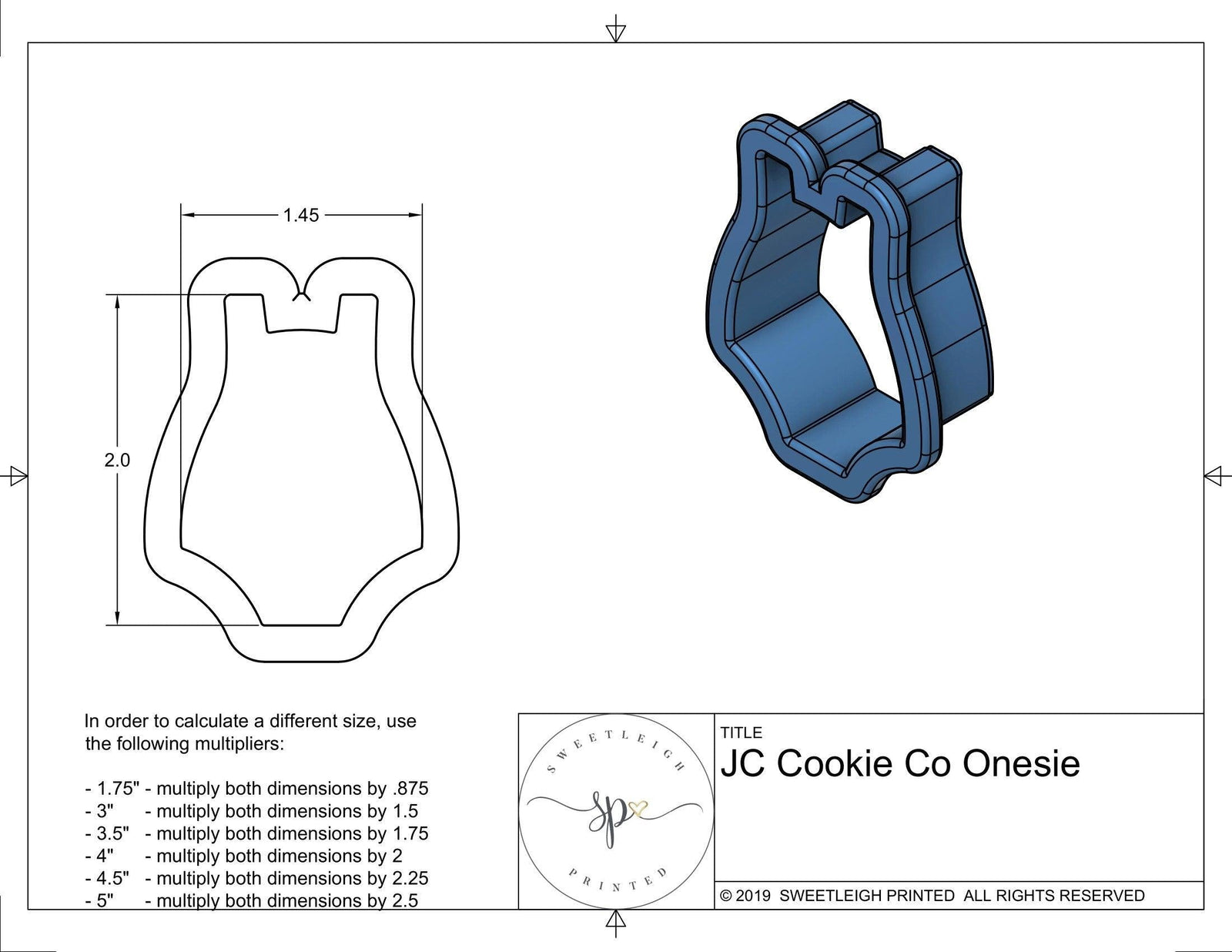 JC Cookie Co Onesie Cookie Cutter - Sweetleigh 