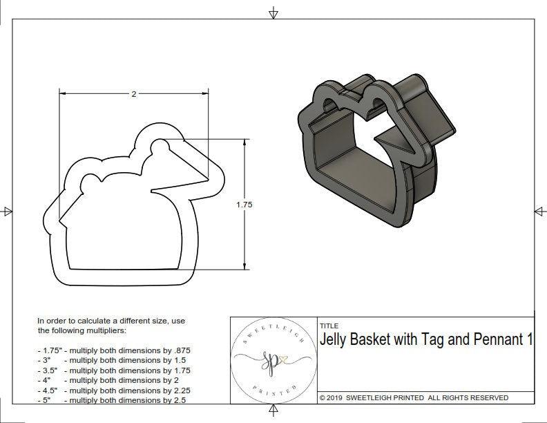 Jelly Basket with Tag and Pennant 1 Cookie Cutter - Sweetleigh 