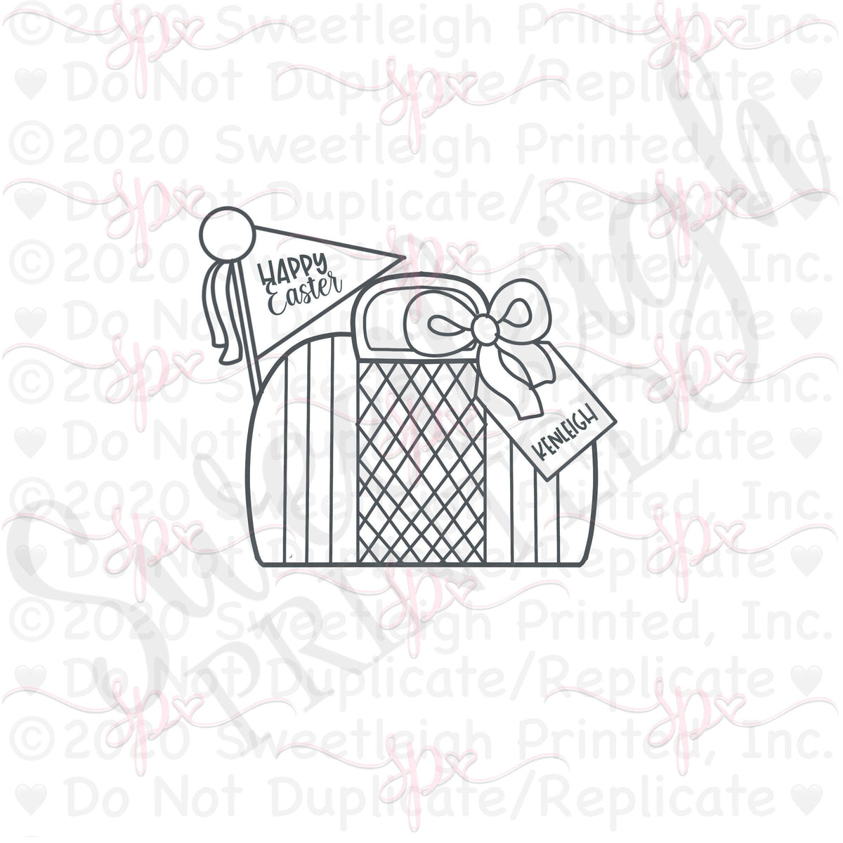 Jelly Basket with Tag and Pennant 2 Cookie Cutter - Sweetleigh 